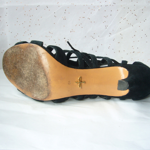 Pour La Victoire Caged Lace Up Sandal - Black 10 - Picture 3 of 8